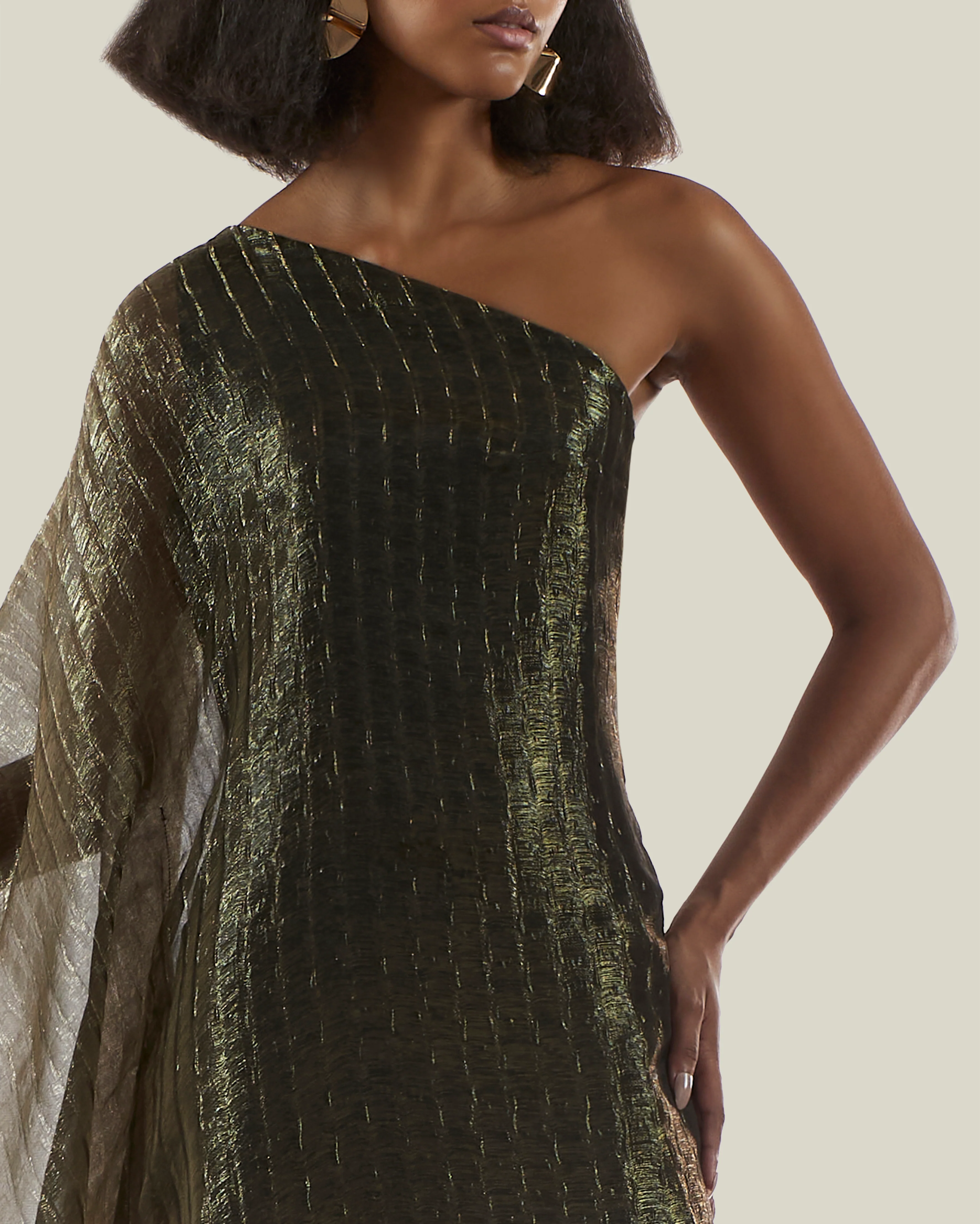 Betsy Metallic Dress in Brass - Image 4