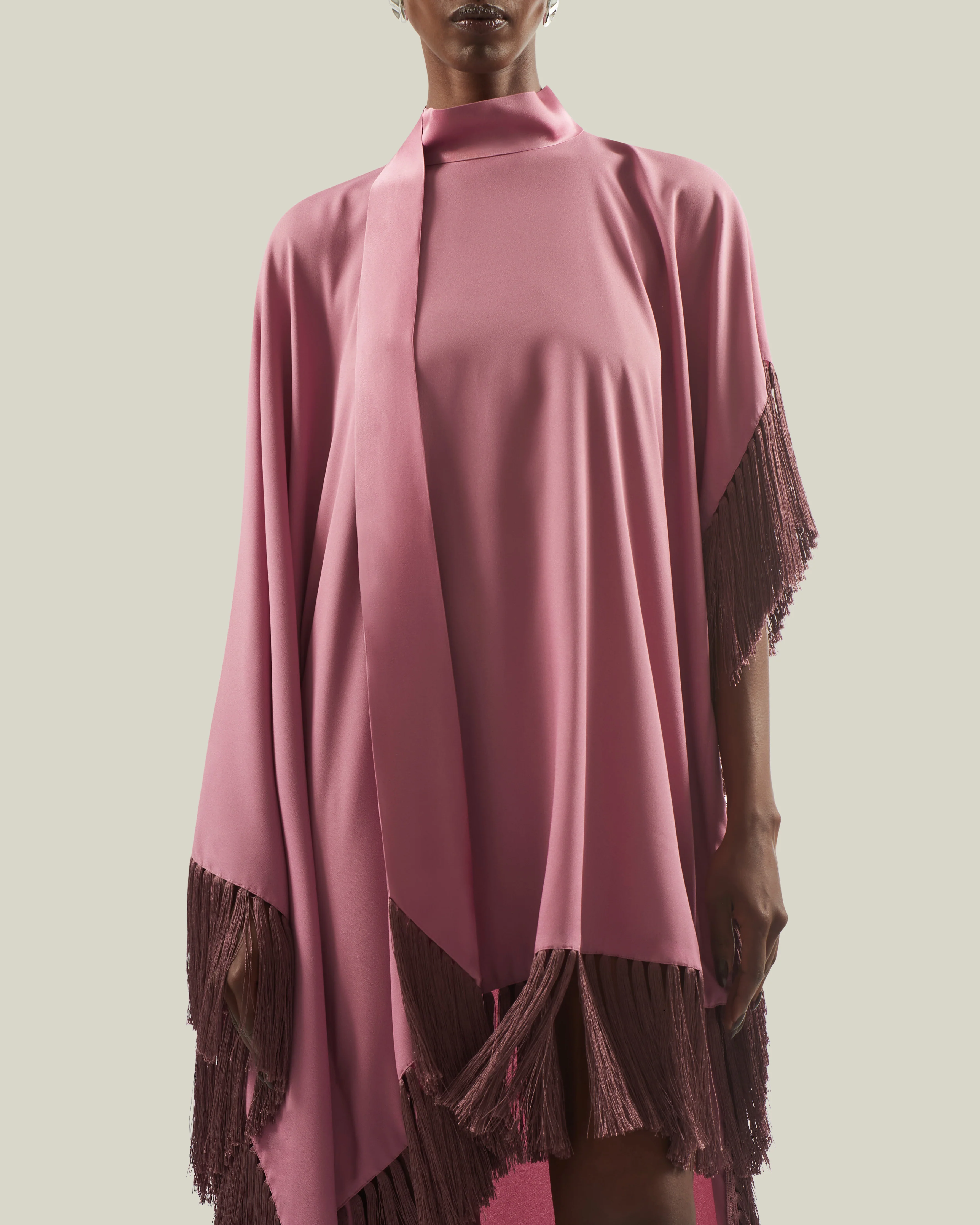 California Tassel Kaftan in Antique Pink - Image 4