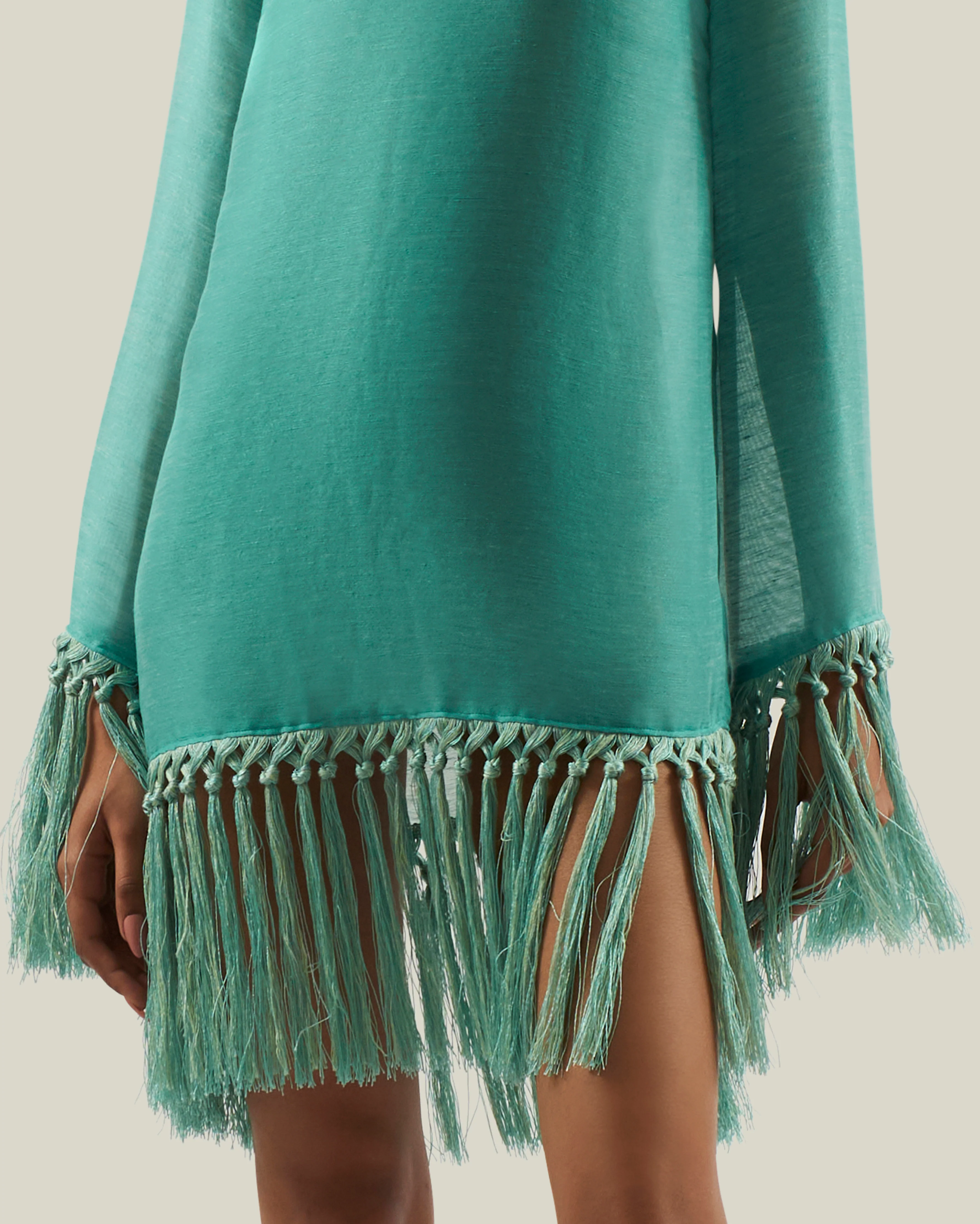 Claudia Dress Linen in Acqua - Image 4