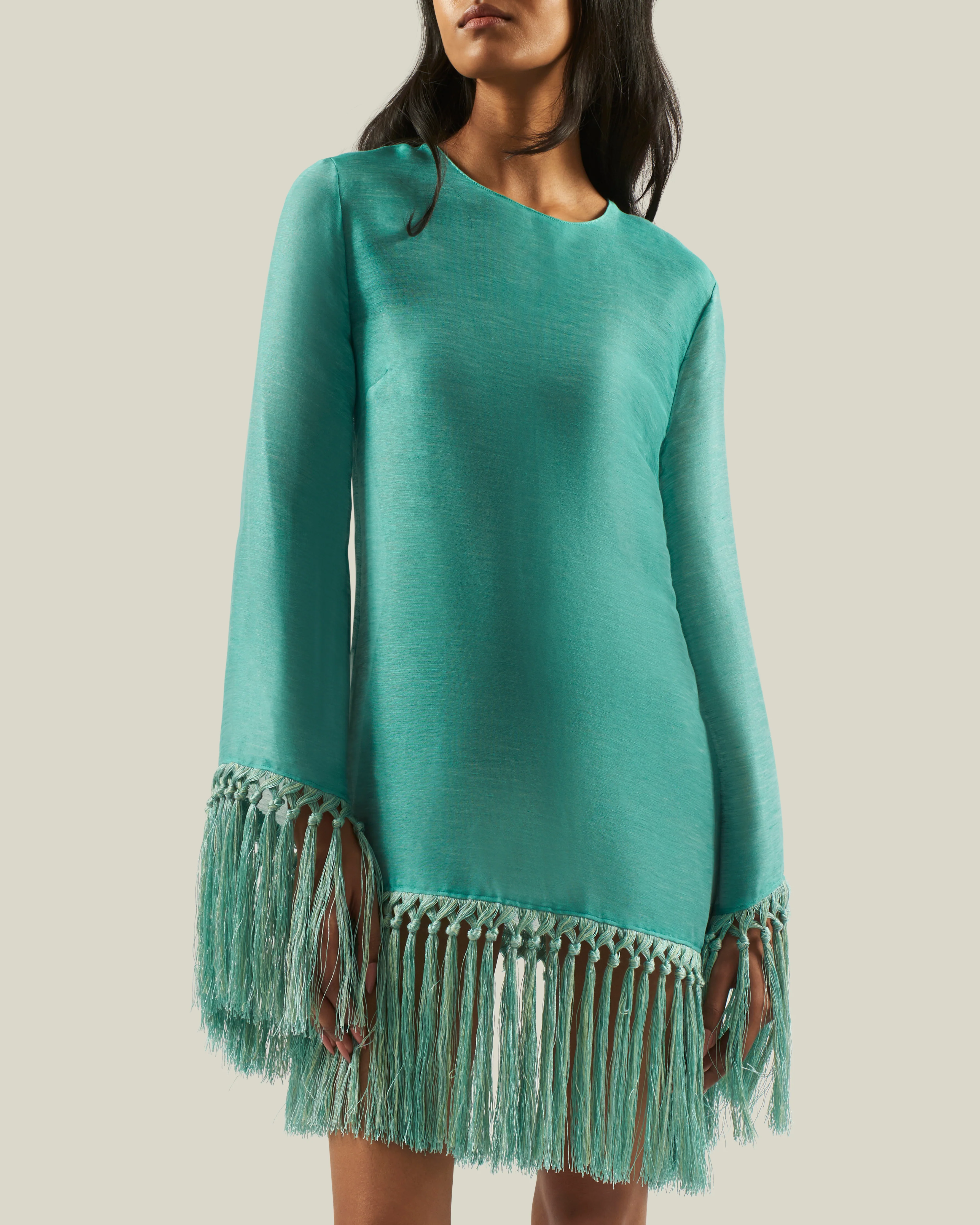 Claudia Dress Linen in Acqua - Image 5