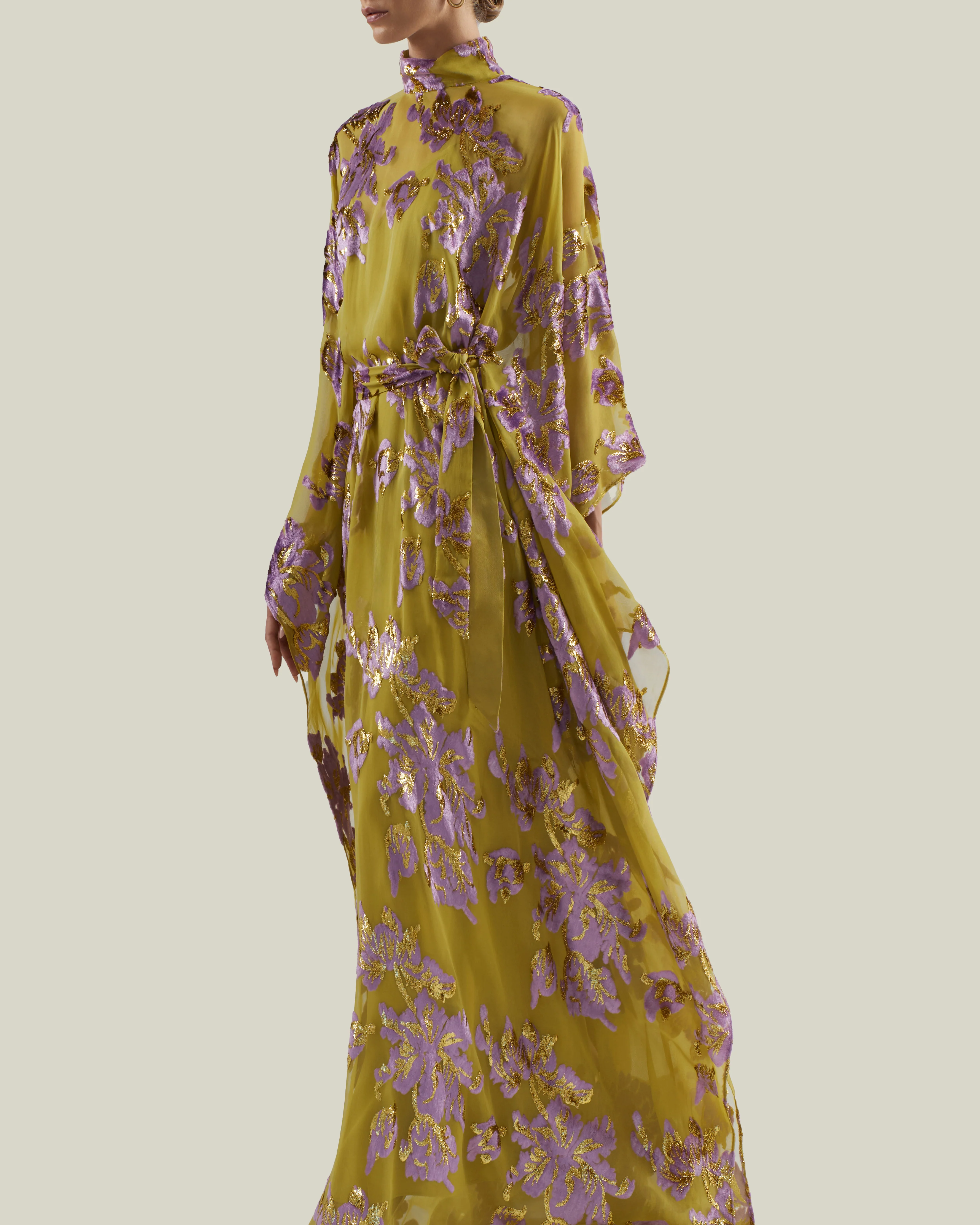 Leonor Kaftan in Lavender & Gold Kiwi - Image 5