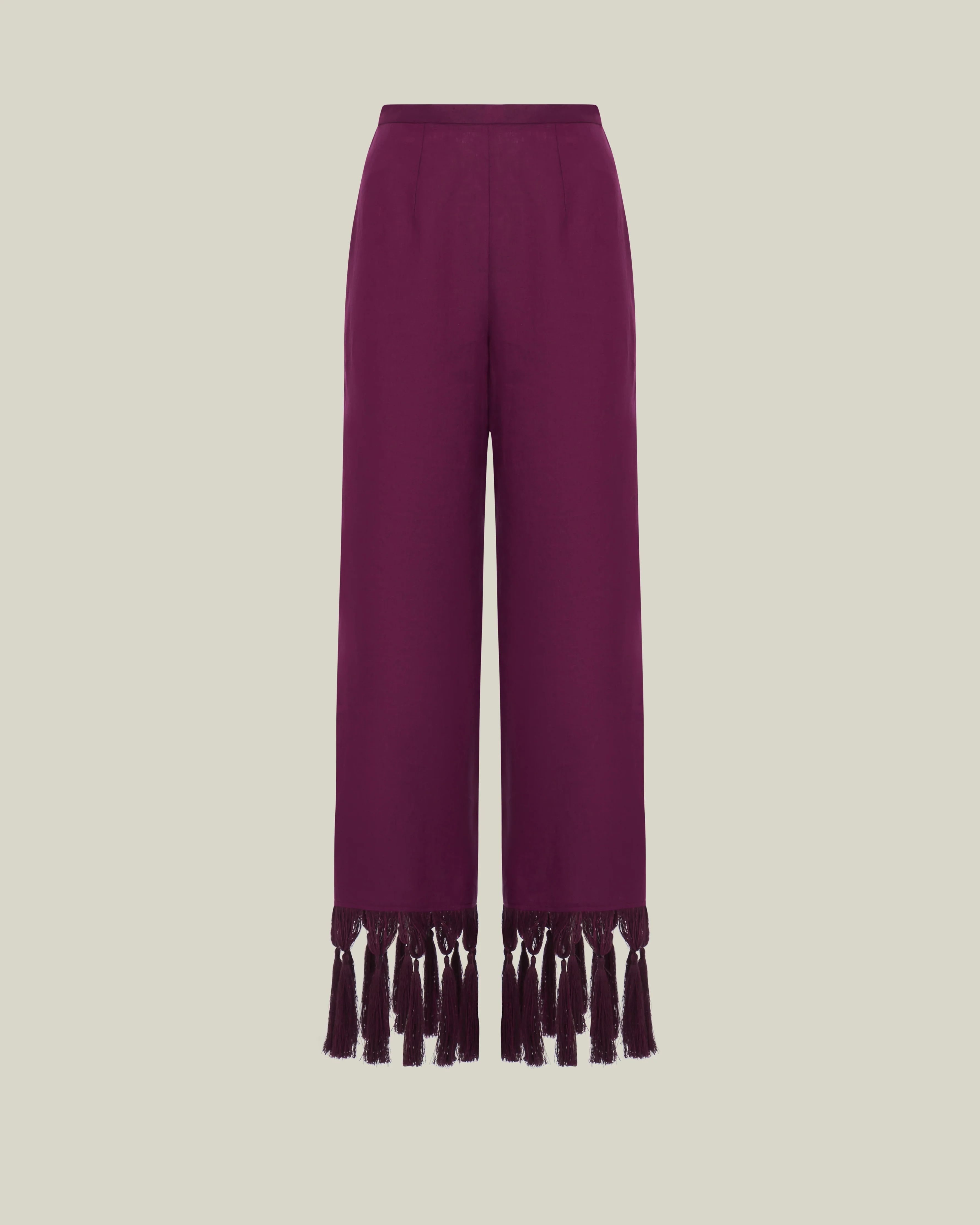 Marlino Fringed Pants in Plum - Image 4