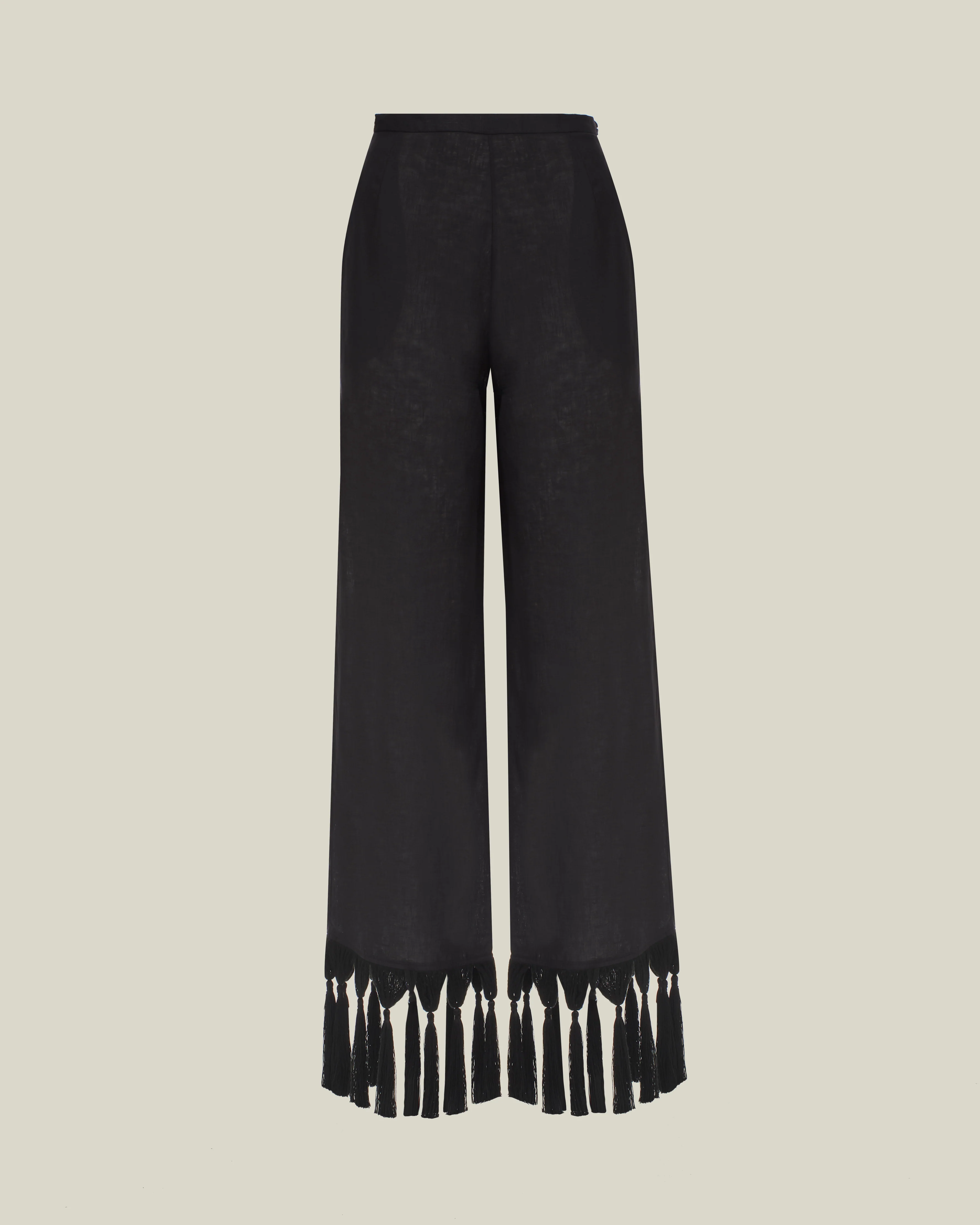 Marlino Fringed Pants in Black - Image 3