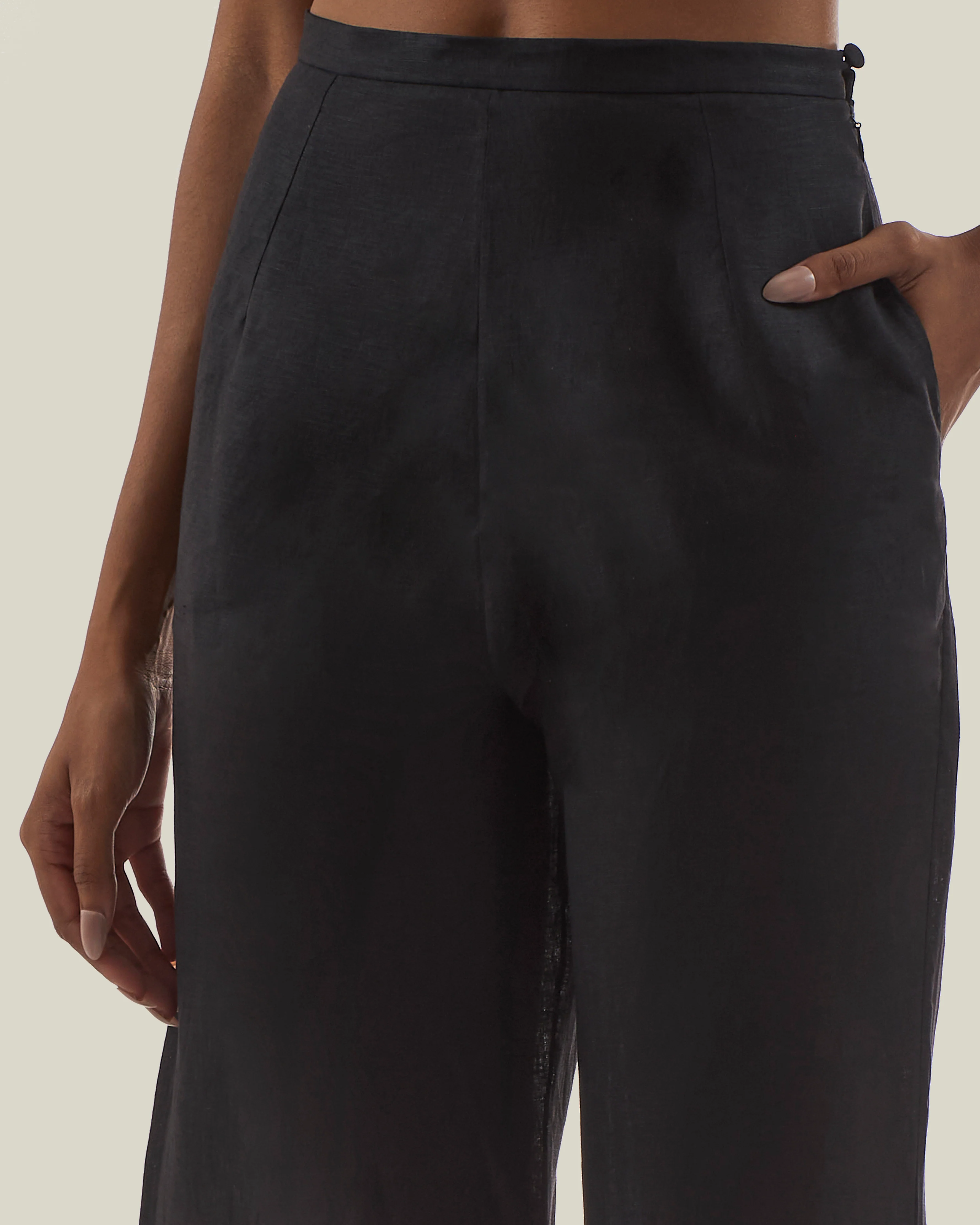 Marlino Fringed Pants in Black - Image 4