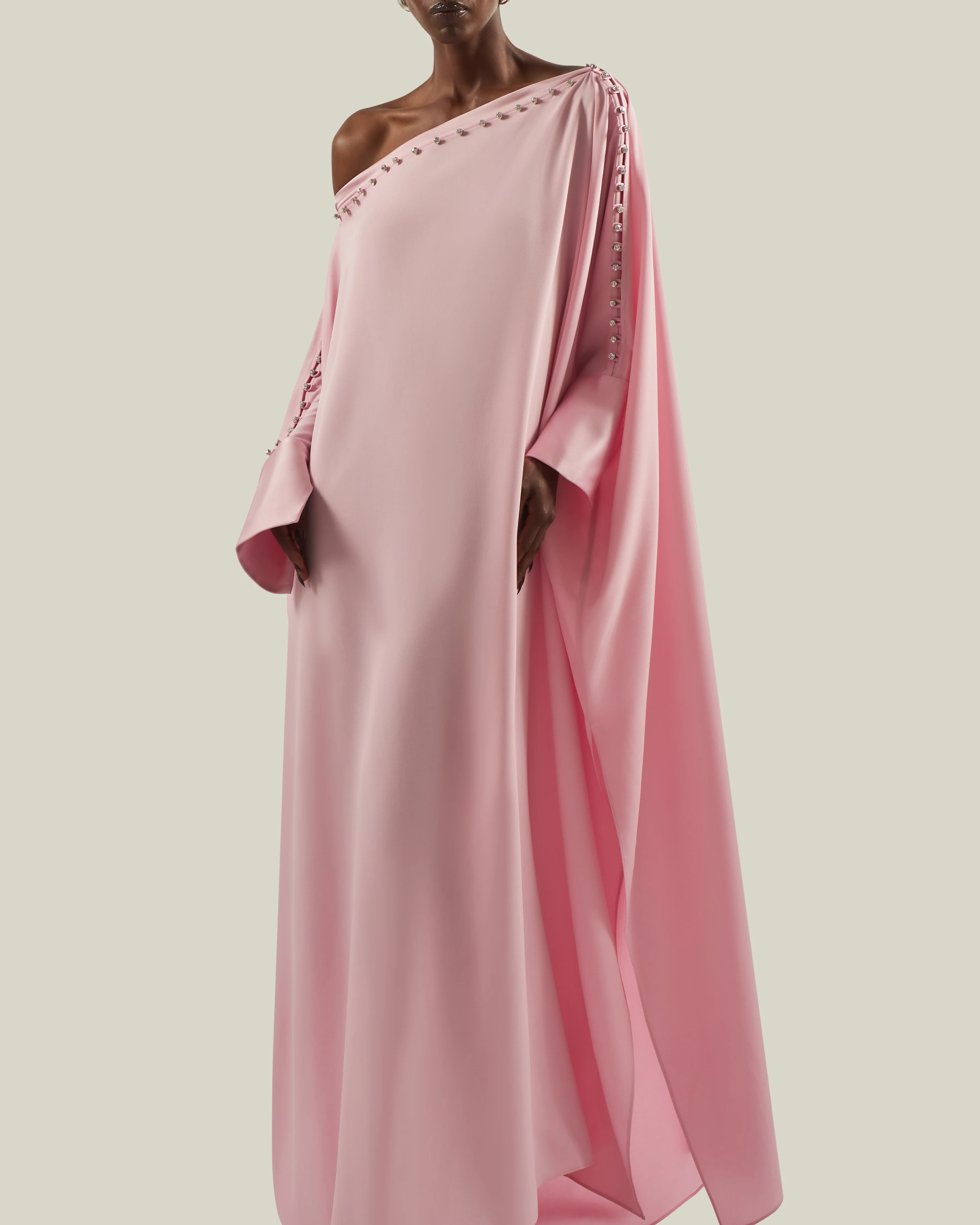 Mila Crystal Kaftan in Baby Pink - Image 5