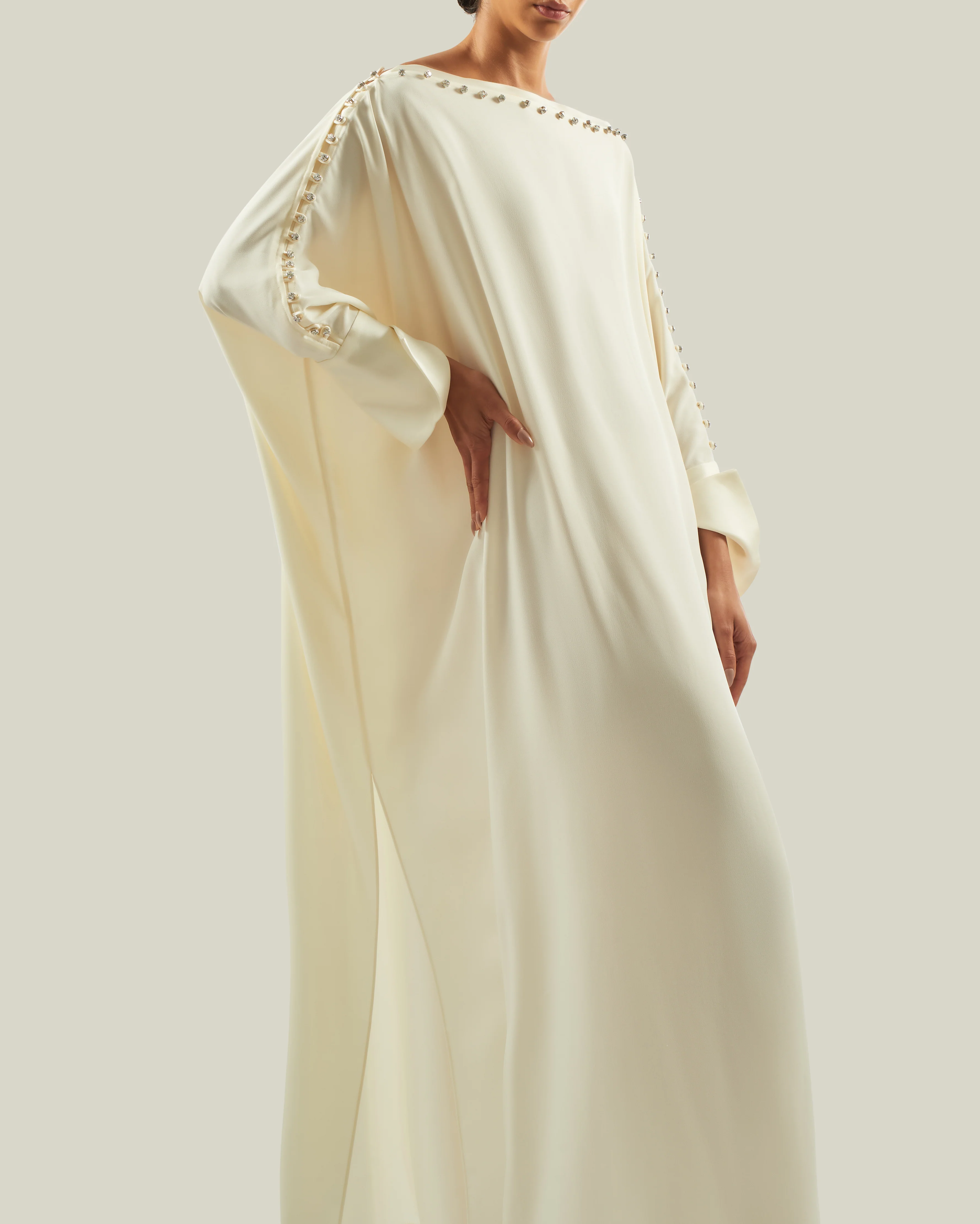 Mila Crystal Kaftan in Latte - Image 5